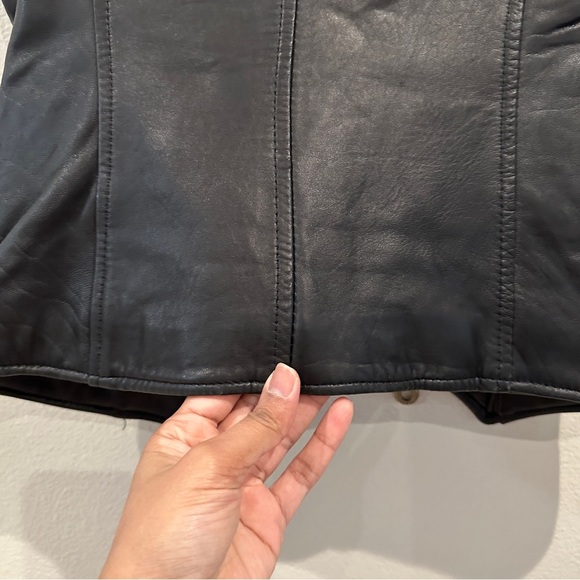 Rem Garson Womens Leather Vest Full Zip Black Biker Moto Jacket sz XS-S - Picture 12 of 12